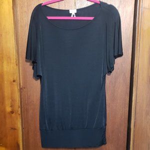 Long silky black top